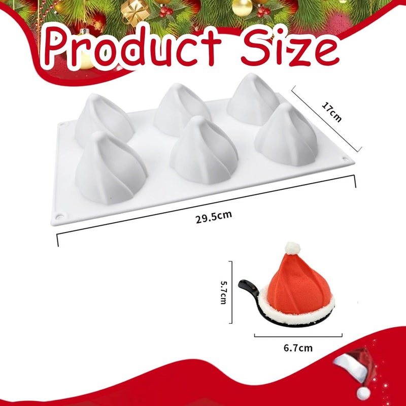Mtruil 1 Pcs Christmas Silicone Molds 3D Xmas Hat Chocolate Molds Non-Stick Candle Bath Bomb Mold Christmas Baking Tray Cake Cupcake Backing Mold Soap Candy - Image 3